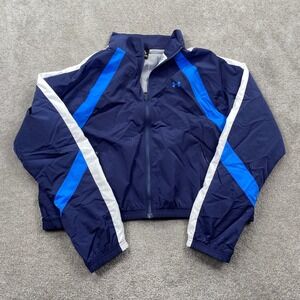 Under Armour Women's Size L Navy Blue Icon Crinkle Jacket Zip Up Athletic